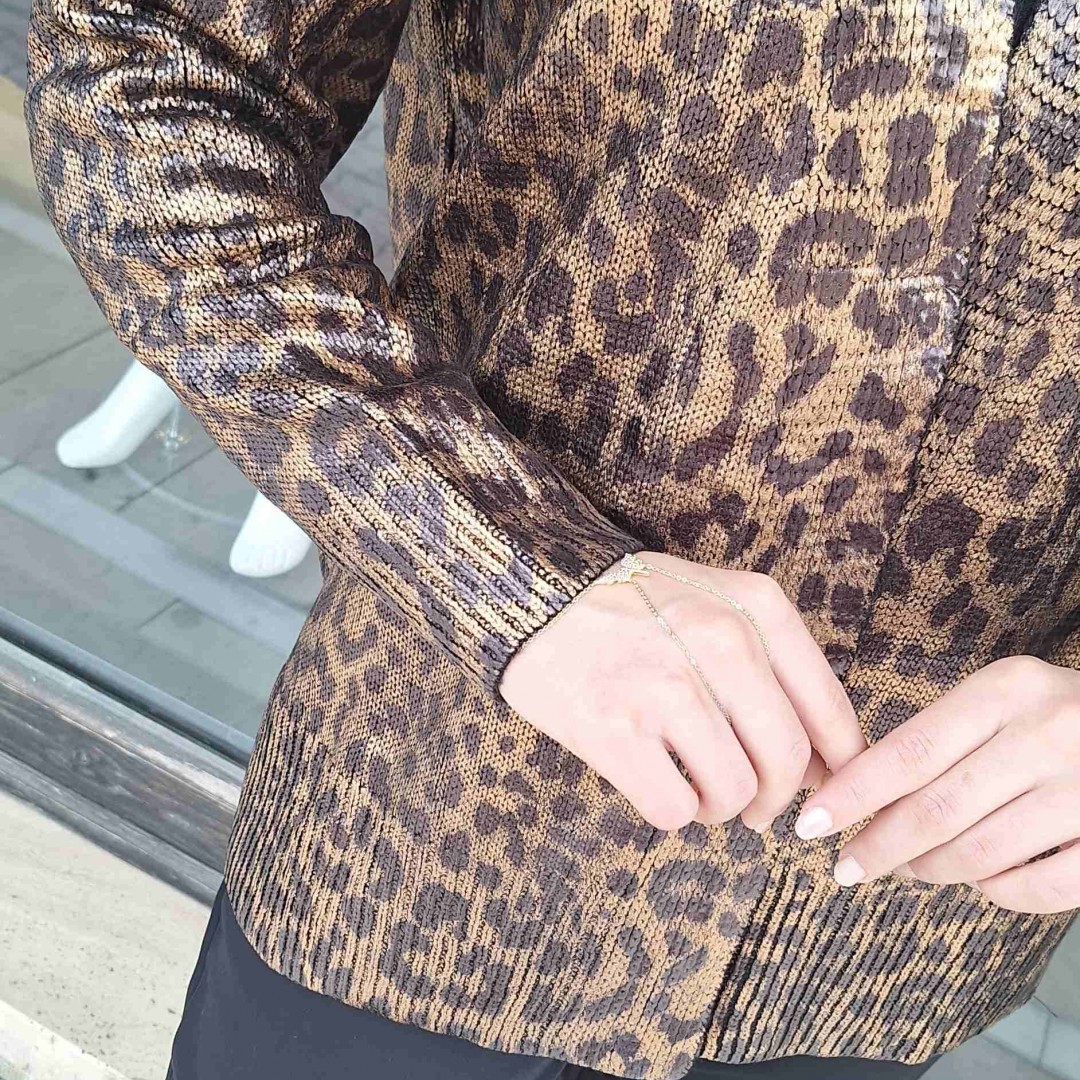 Leopar Standart Beden Hırka